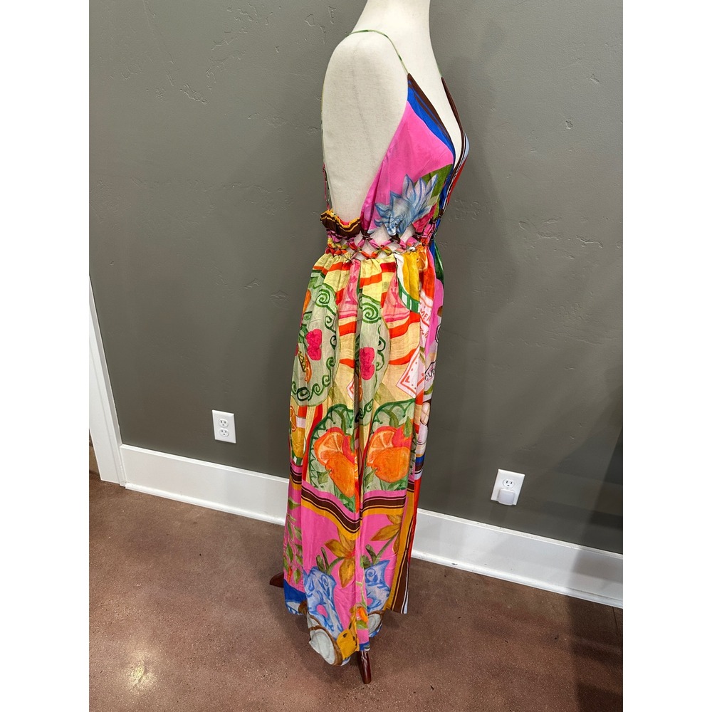NWT FARM Rio Summer Picnic Macrame Yoke Maxi Dress M Tropical Boho - Picture 6 of 16